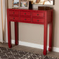 Baxton Studio Pomme Classic and Antique Red Finished Wood Bronze Finished Accents 6-Drawer Console Table | Modishstore | Console Tables
