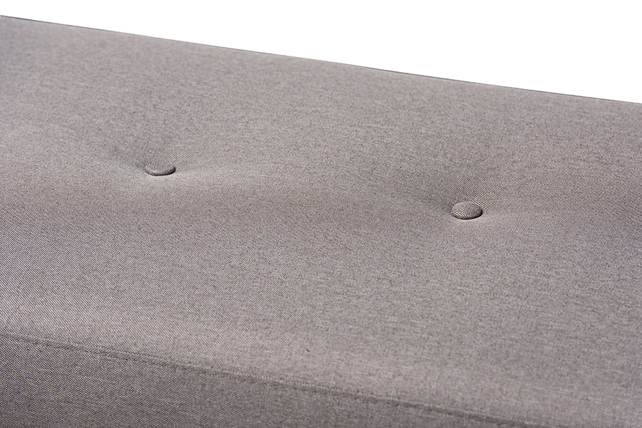 Baxton Studio Caramay Modern and Contemporary Grey Fabric Upholstered Walnut Brown Finished Wood Bench | Benches | Modishstore - 4