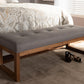 Baxton Studio Caramay Modern and Contemporary Grey Fabric Upholstered Walnut Brown Finished Wood Bench | Benches | Modishstore - 2