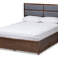 baxton studio macey modern and contemporary dark grey fabric upholstered walnut finished king size storage platform bed | Modish Furniture Store-2