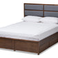 baxton studio macey modern and contemporary dark grey fabric upholstered walnut finished queen size storage platform bed | Modish Furniture Store-2