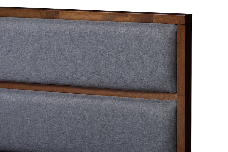 baxton studio macey modern and contemporary dark grey fabric upholstered walnut finished king size storage platform bed | Modish Furniture Store-7