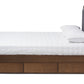 baxton studio brannigan modern and contemporary dark grey fabric upholstered walnut finished king size storage platform bed | Modish Furniture Store-3