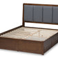 baxton studio brannigan modern and contemporary dark grey fabric upholstered walnut finished king size storage platform bed | Modish Furniture Store-4