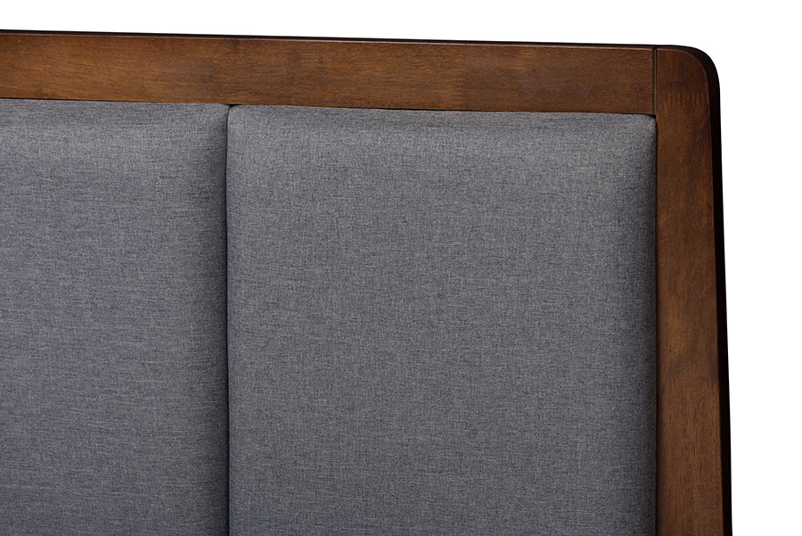 baxton studio brannigan modern and contemporary dark grey fabric upholstered walnut finished king size storage platform bed | Modish Furniture Store-6