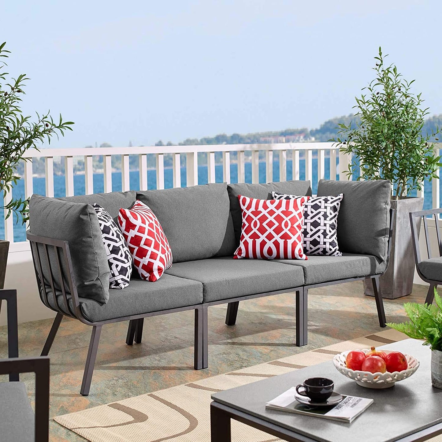 Modway Riverside 3 Piece Outdoor Patio Aluminum Sectional Sofa Set | Outdoor Sofas, Loveseats & Sectionals | Modishstore-10