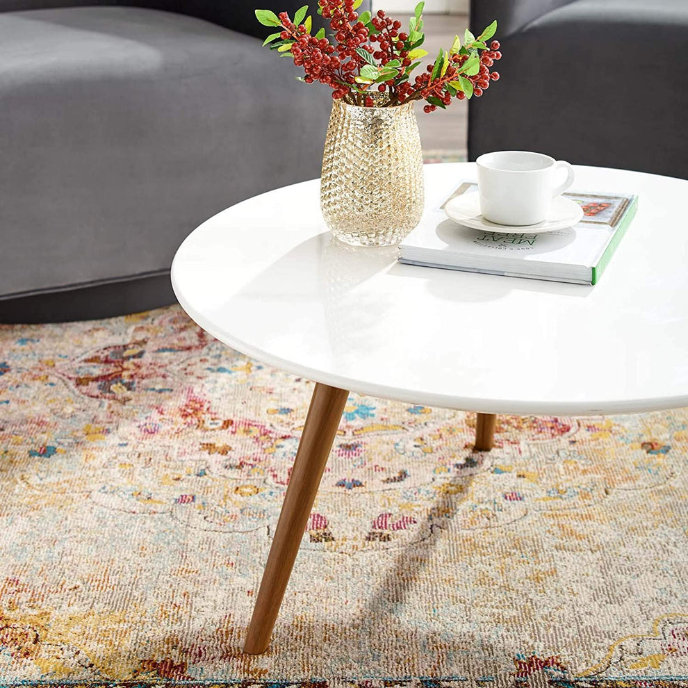 Modway Lippa 28" Round Wood Top Coffee Table with Tripod Base in Walnut White - EEI-3658 | Coffee Tables | Modishstore - 2
