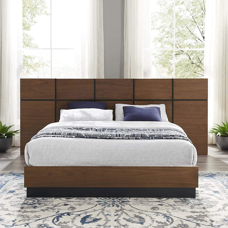 Modway Caima Queen Platform Bed in Walnut - MOD-6187 | Beds | Modishstore - 1