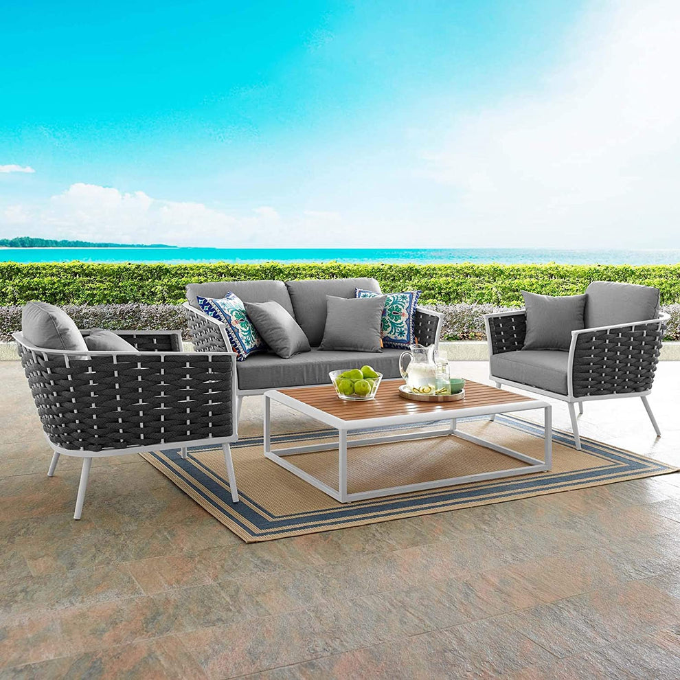 Modway Stance 4 Piece Outdoor Patio Aluminum Sectional Sofa Set-EEI-3172 - EEI-3172 | Outdoor Sofas, Loveseats & Sectionals | Modishstore - 1