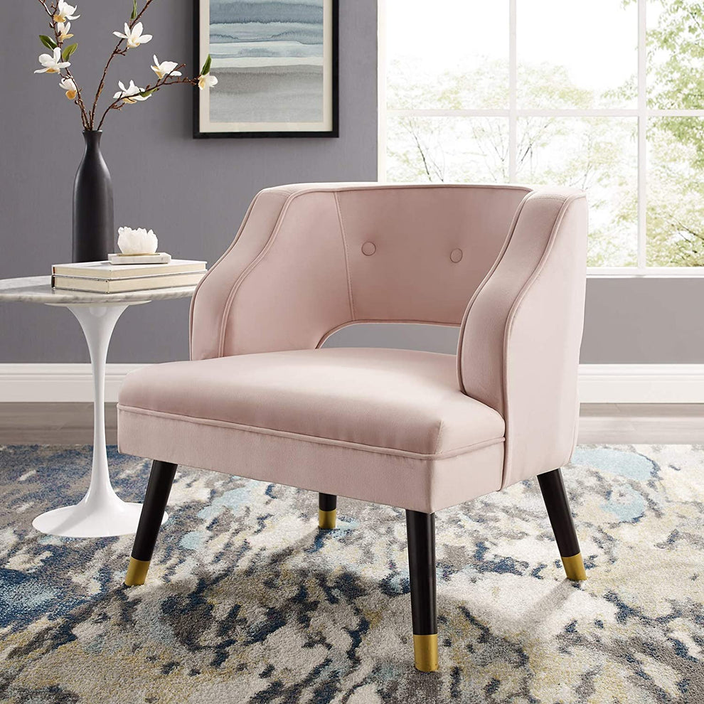 Modway Traipse Button Tufted Open Back Performance Velvet Armchair - EEI-3579 | Armchairs | Modishstore - 1