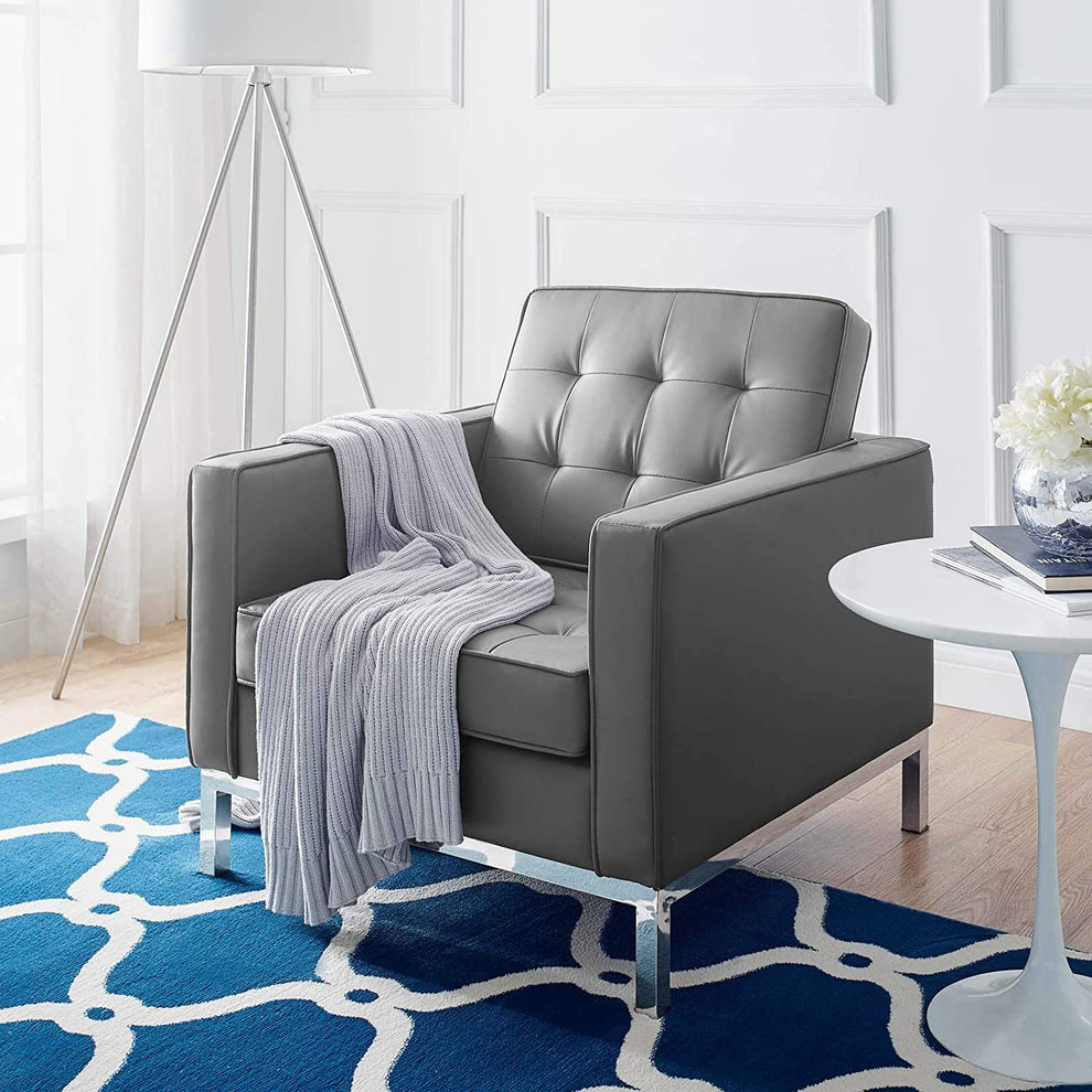 Modway Loft Tufted Upholstered Faux Leather Armchair - EEI-3391 | Armchairs | Modishstore - 6