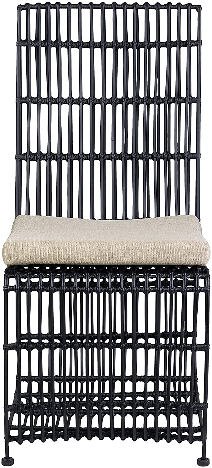 Marvel Dining Chair, Black Rattan & Iron Set of 2 by Jeffan | Dining Chairs | Modishstore