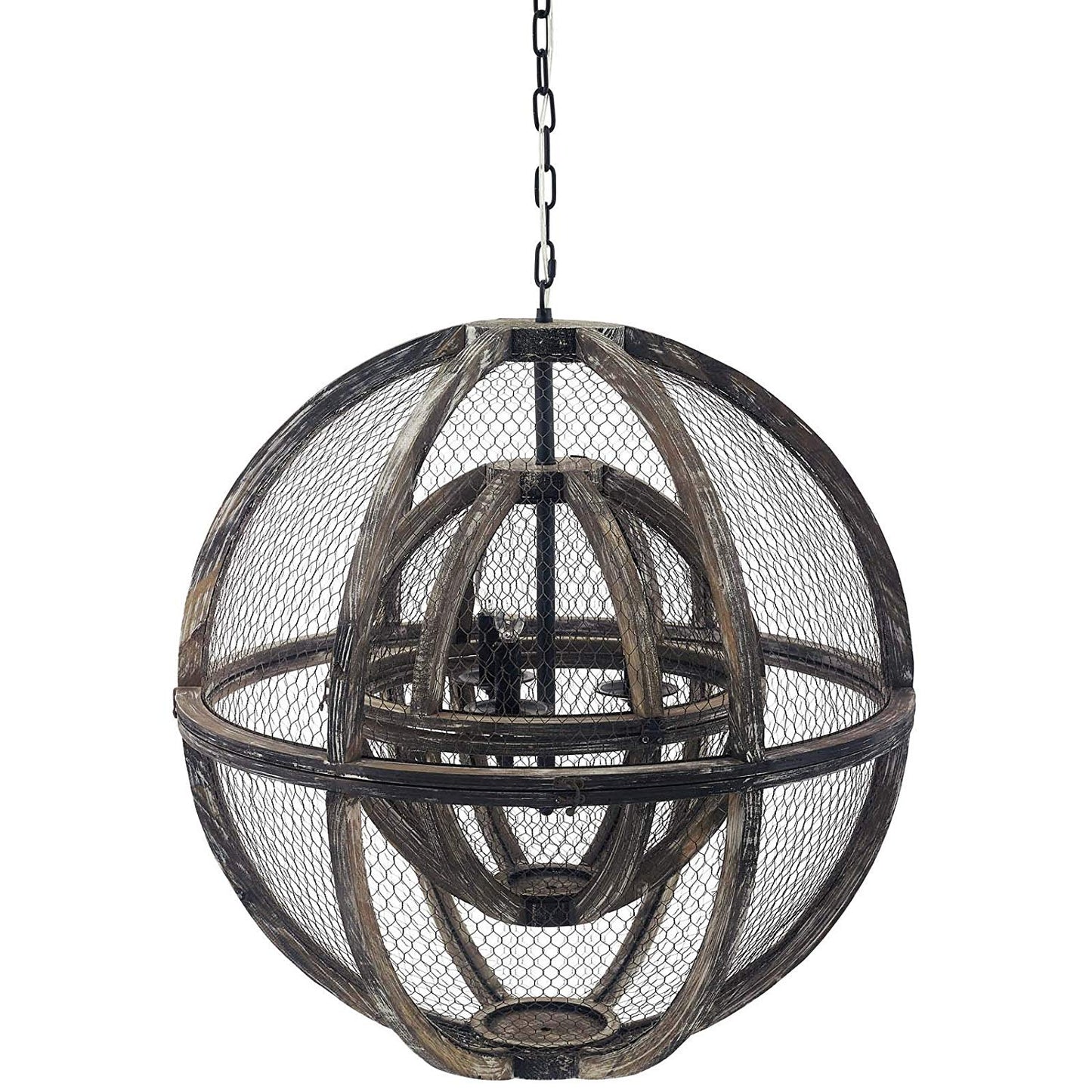 Gravitate Globe Rustic Oak Wood Pendant Light Chandelier By Modway - EEI-3271 | Chandeliers | Modishstore - 3