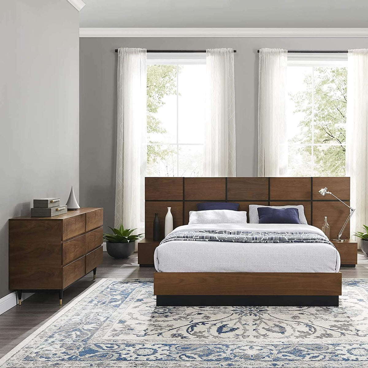 Modway Caima 4-Piece Bedroom Set in Walnut - MOD-6296 | Bedroom Sets | Modishstore - 1