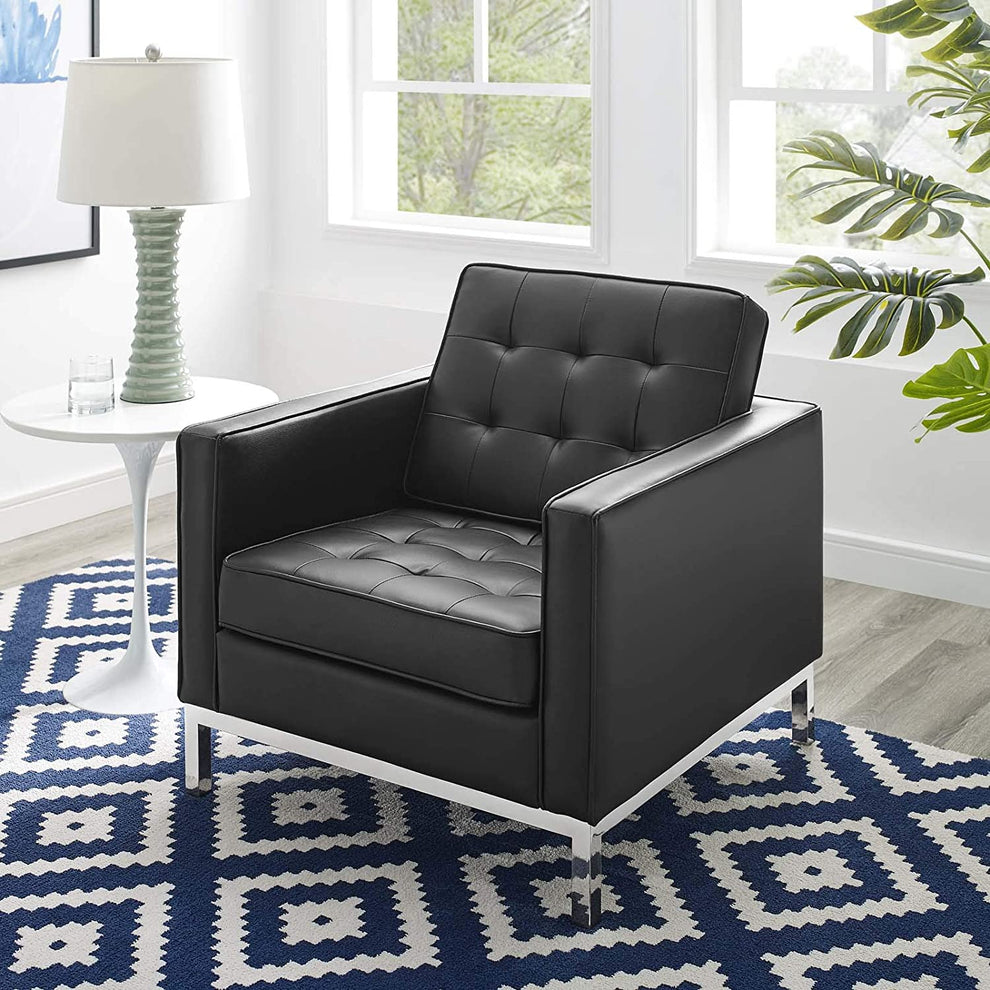 Modway Loft Tufted Upholstered Faux Leather Armchair - EEI-3391 | Armchairs | Modishstore - 11