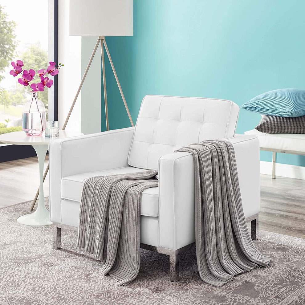 Modway Loft Tufted Upholstered Faux Leather Armchair - EEI-3391 | Armchairs | Modishstore - 1