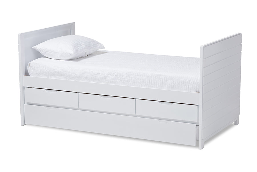 baxton studio linna modern and contemporary white finished daybed with trundle | Modish Furniture Store-2