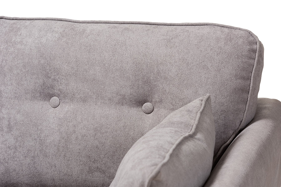 Baxton Studio Miranda Mid-Century Modern Light Grey Fabric Upholstered 2-Piece Living Room Set | Sofas | Modishstore - 6