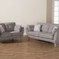 Baxton Studio Miranda Mid-Century Modern Light Grey Fabric Upholstered 2-Piece Living Room Set | Sofas | Modishstore - 3