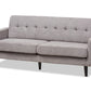baxton studio carina mid century modern light grey fabric upholstered sofa | Modish Furniture Store-2