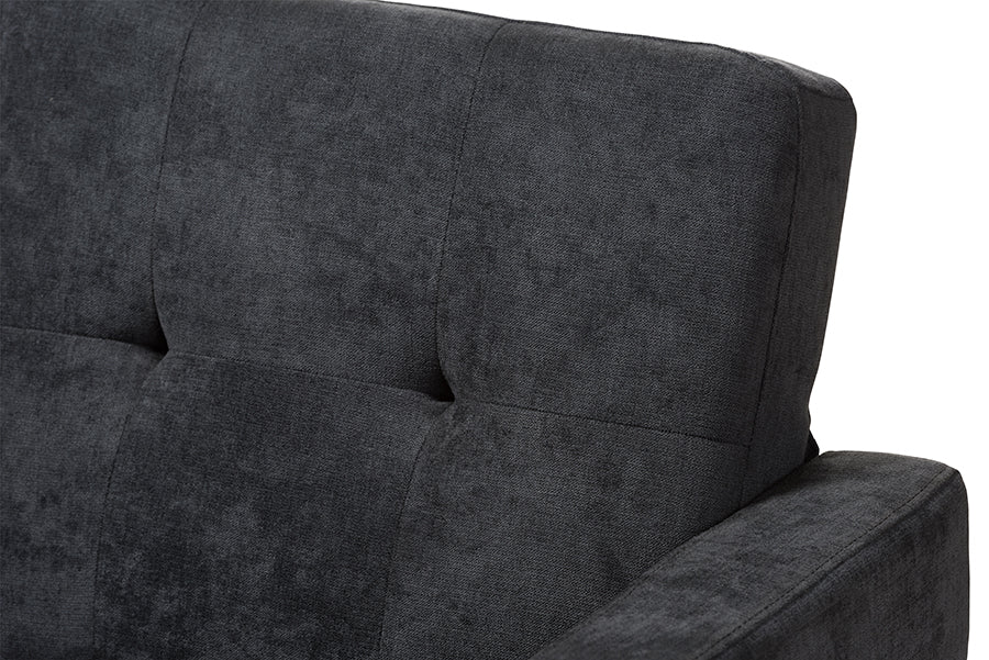 Baxton Studio Carina Mid-Century Modern Dark Grey Fabric Upholstered Lounge Chair | Lounge Chairs | Modishstore - 5