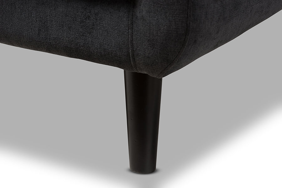 Baxton Studio Carina Mid-Century Modern Dark Grey Fabric Upholstered Lounge Chair | Lounge Chairs | Modishstore - 4