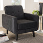 Baxton Studio Carina Mid-Century Modern Dark Grey Fabric Upholstered Lounge Chair | Lounge Chairs | Modishstore - 2