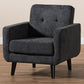 Baxton Studio Carina Mid-Century Modern Dark Grey Fabric Upholstered Lounge Chair | Lounge Chairs | Modishstore - 3