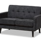 baxton studio carina mid century modern dark grey fabric upholstered sofa | Modish Furniture Store-2