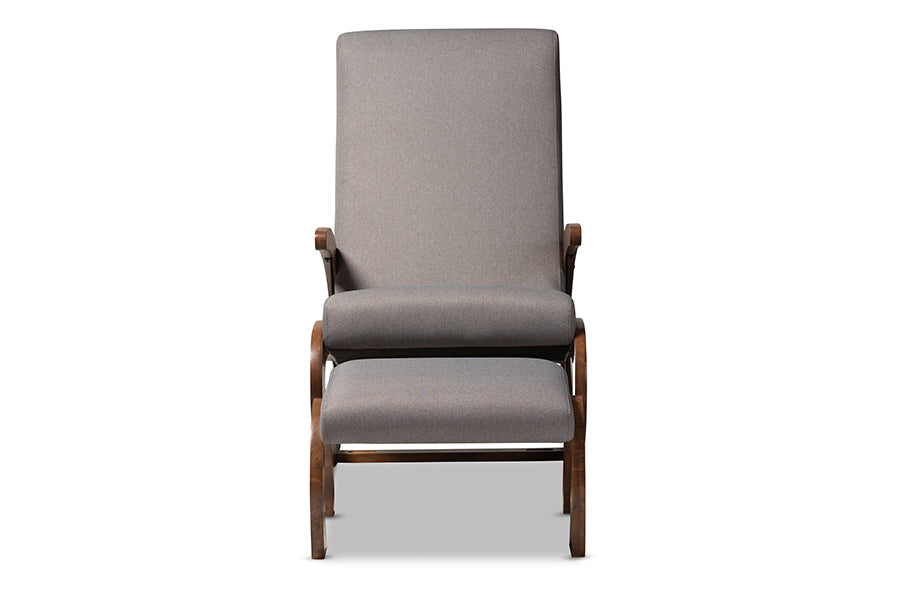 Baxton Studio Kaira Modern 2-Piece Gray Rocking Chair and Ottoman Set | Rocking Chairs | Modishstore - 6