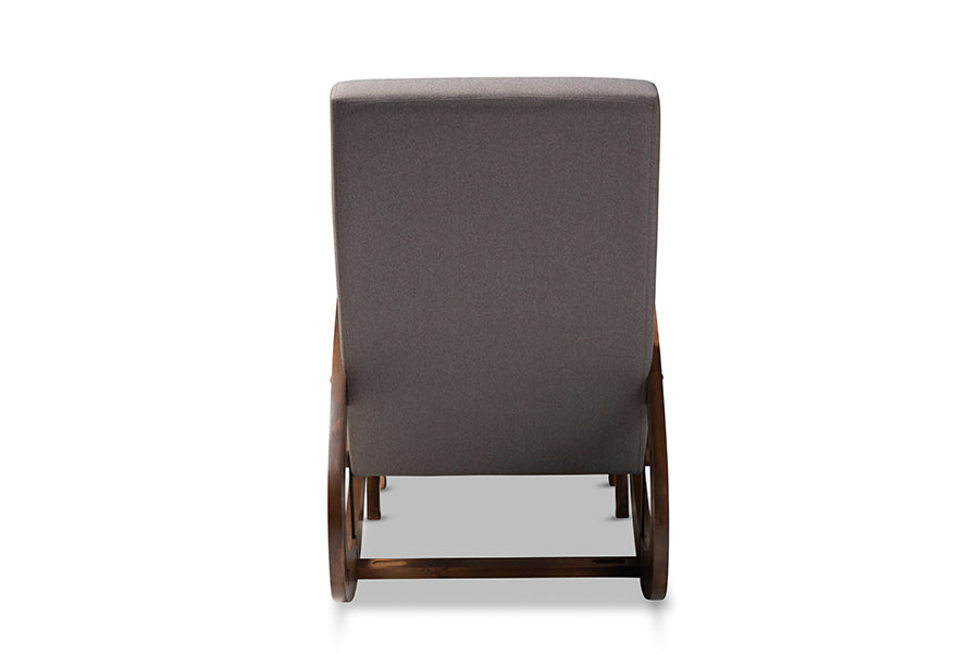 Baxton Studio Kaira Modern and Contemporary Gray Fabric Upholstered and Walnut-Finished Wood Rocking Chair | Rocking Chairs | Modishstore - 3