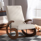 Baxton Studio Kaira Modern and Contemporary Light Beige Fabric Upholstered and Walnut-Finished Wood Rocking Chair | Modishstore | Rocking Chairs