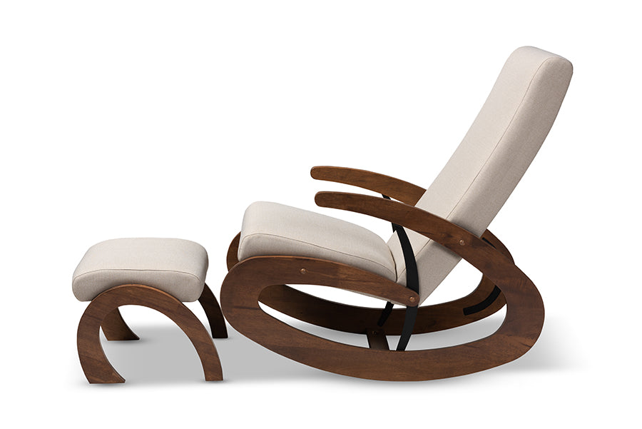 Baxton Studio Kaira Modern 2-Piece Gray Rocking Chair and Ottoman Set | Rocking Chairs | Modishstore - 13