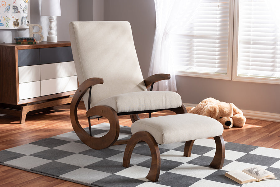 Baxton Studio Kaira Modern 2-Piece Gray Rocking Chair and Ottoman Set | Rocking Chairs | Modishstore - 10