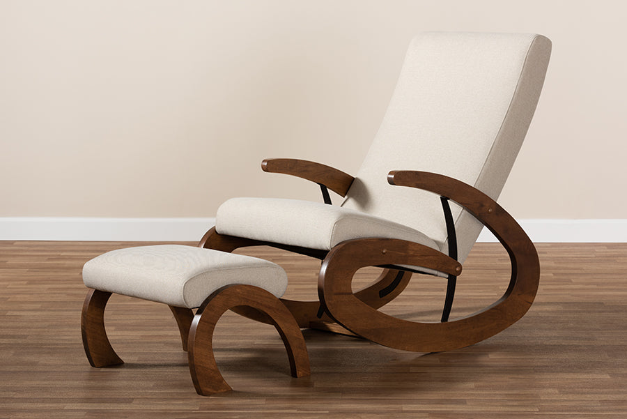 Baxton Studio Kaira Modern 2-Piece Gray Rocking Chair and Ottoman Set | Rocking Chairs | Modishstore - 11