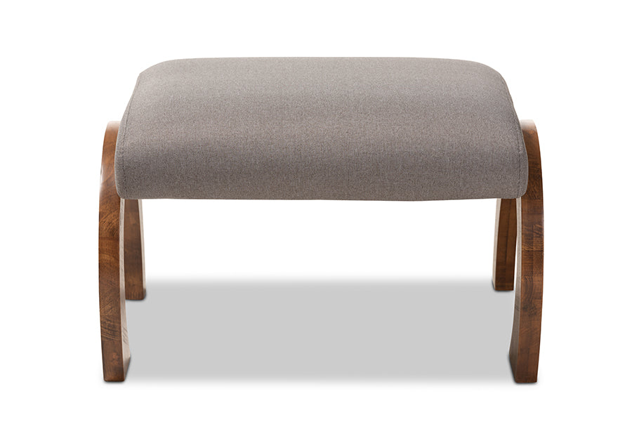 Baxton Studio Sandrine Modern and Contemporary Grey Fabric Upholstered Walnut Brown Finished Wood Ottoman | Stools | Modishstore - 6