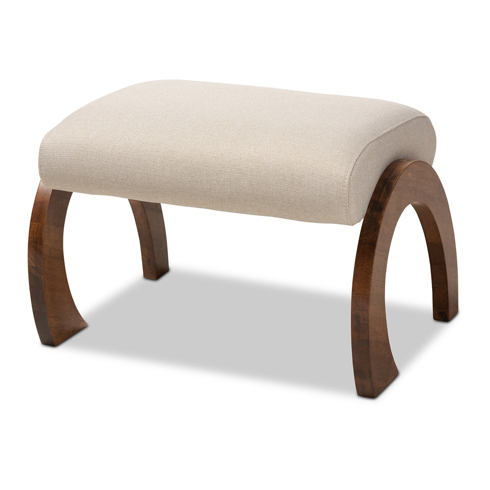 Baxton Studio Sandrine Modern and Contemporary Grey Fabric Upholstered Walnut Brown Finished Wood Ottoman | Stools | Modishstore - 7