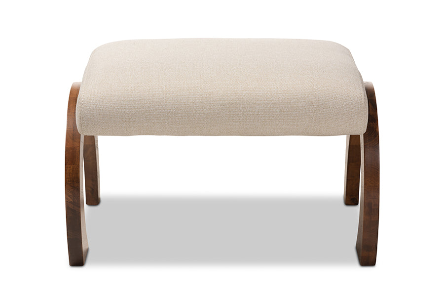 Baxton Studio Sandrine Modern and Contemporary Grey Fabric Upholstered Walnut Brown Finished Wood Ottoman | Stools | Modishstore - 12