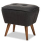 baxton studio petronelle mid century modern dark grey fabric upholstered walnut brown finished wood ottoman | Modish Furniture Store-2