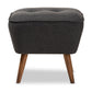 baxton studio petronelle mid century modern dark grey fabric upholstered walnut brown finished wood ottoman | Modish Furniture Store-3