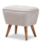baxton studio petronelle mid century modern greyish beige fabric upholstered walnut brown finished wood ottoman | Modish Furniture Store-2