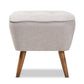 baxton studio petronelle mid century modern greyish beige fabric upholstered walnut brown finished wood ottoman | Modish Furniture Store-3