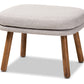 baxton studio lovise mid century modern greyish beige fabric upholstered walnut brown finished wood ottoman | Modish Furniture Store-2