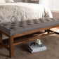 Baxton Studio Ainsley Modern and Contemporary Grey Fabric Upholstered Walnut Finished Solid Rubberwood Bench | Modishstore | Stools & Benches