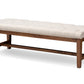 baxton studio ainsley modern and contemporary light beige fabric upholstered walnut finished solid rubberwood bench | Modish Furniture Store-2