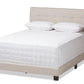 baxton studio audrey modern and contemporary light beige fabric upholstered queen size bed | Modish Furniture Store-2
