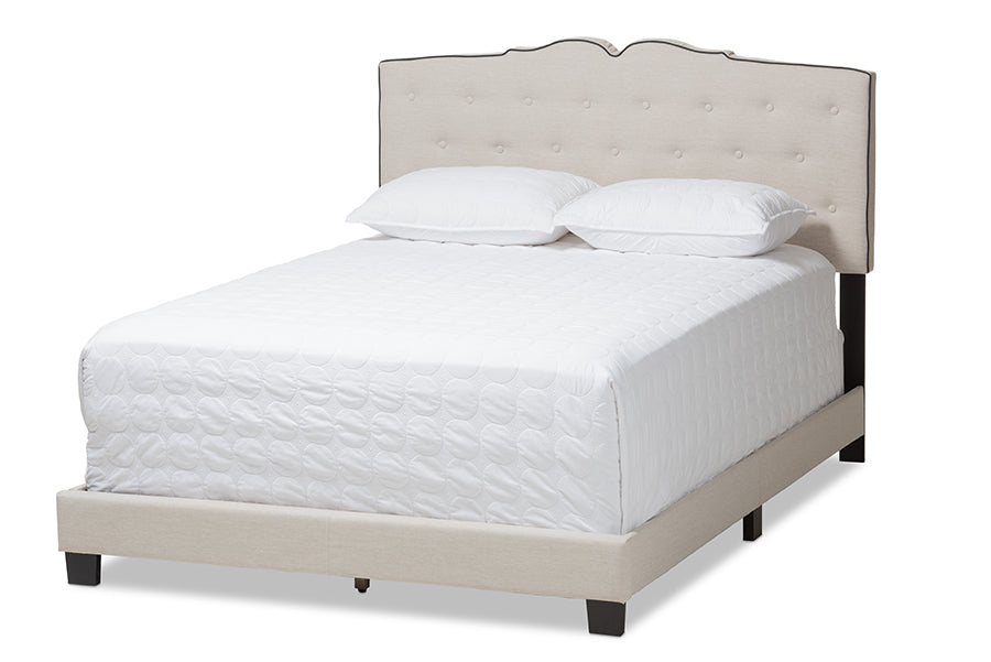 baxton studio vivienne modern and contemporary light beige fabric upholstered queen size bed | Modish Furniture Store-2