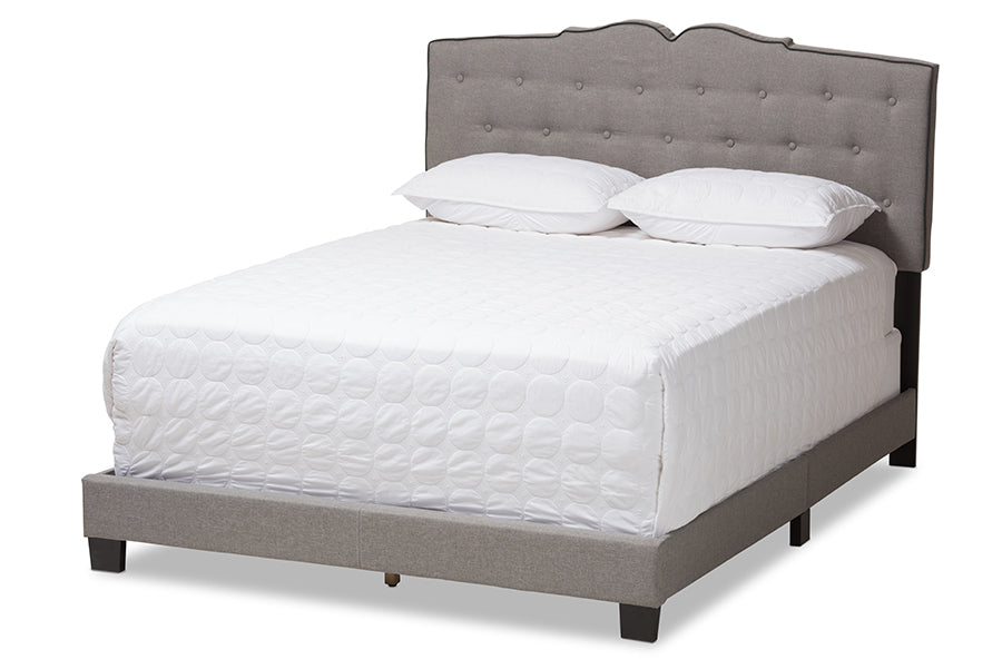 baxton studio vivienne modern and contemporary light grey fabric upholstered full size bed | Modish Furniture Store-2