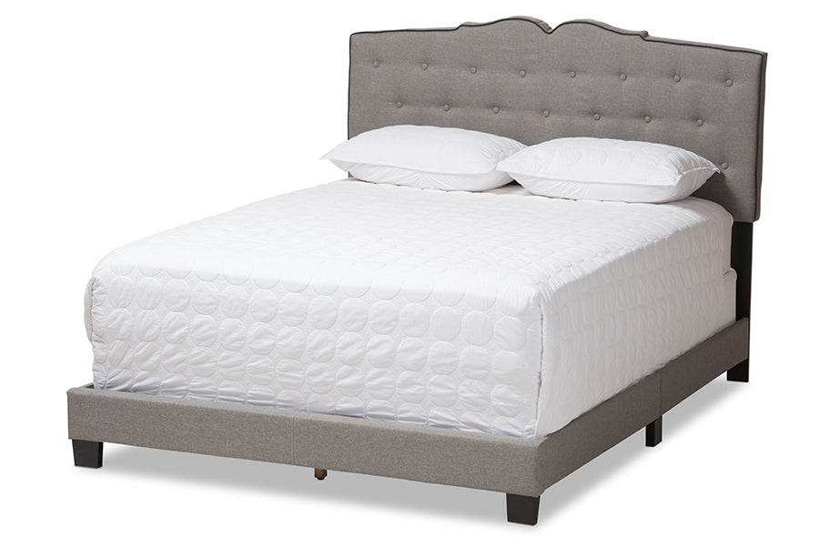 baxton studio vivienne modern and contemporary light grey fabric upholstered king size bed | Modish Furniture Store-2