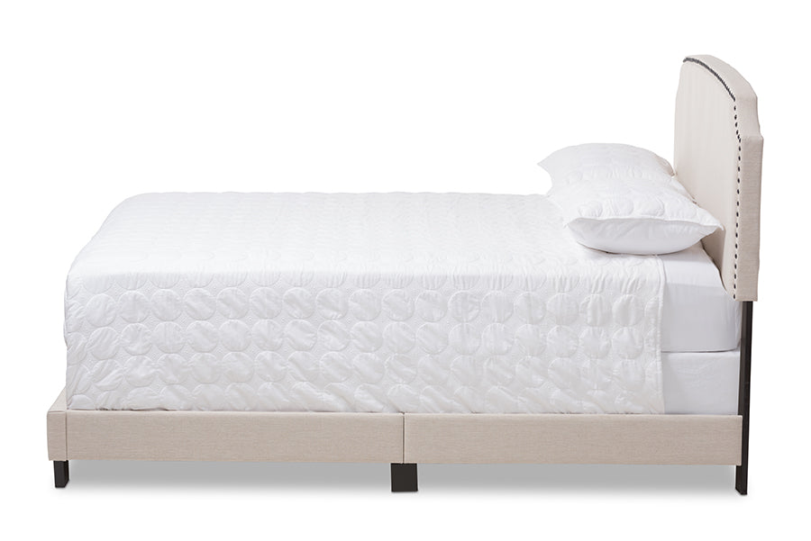 baxton studio odette modern and contemporary light beige fabric upholstered full size bed | Modish Furniture Store-3